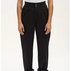 Lucy & Yak Addison High Waisted Cotton Twill Trousers - Black